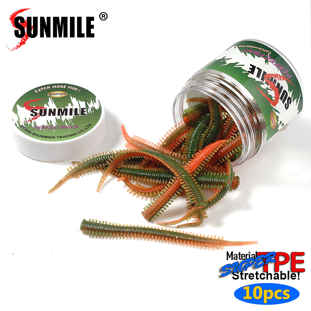 Fishing Lure Soft Plastic - SUNMILE 10 Iscas de Silicone Macias