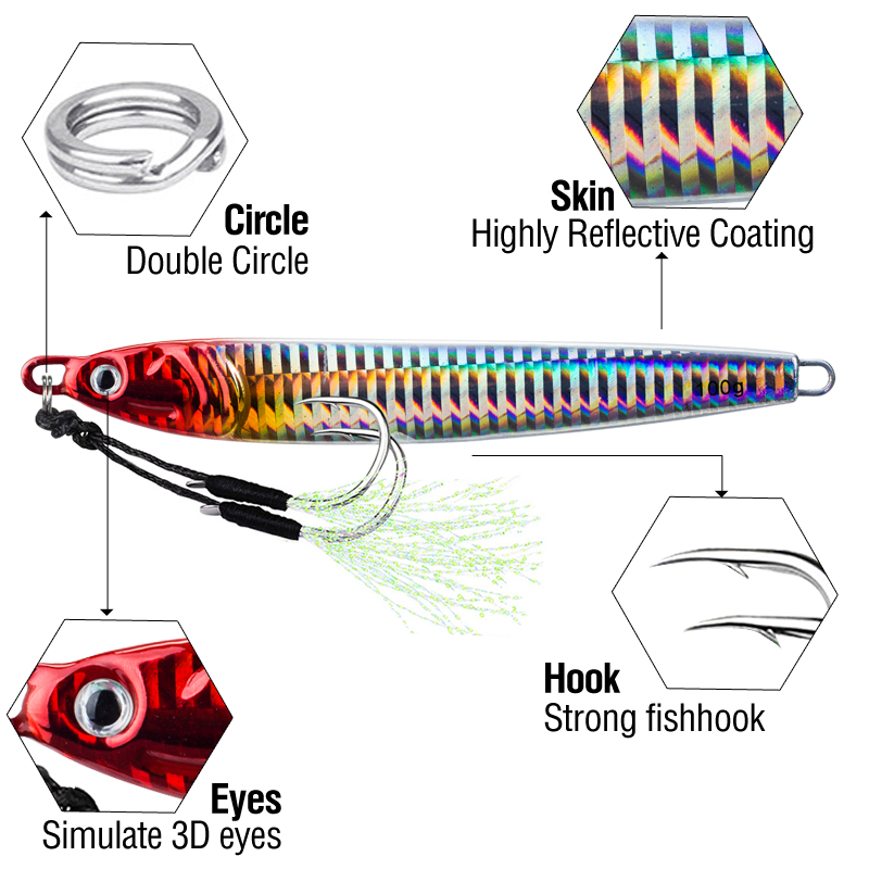 7 pçs 40g 60g 80g 100g luminos - Fishing Lure Spoon avaliação e preço