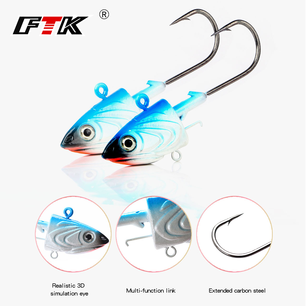 Ftk 2 pçs gabarito cabeça ganc - Fishing Lure Soft Plastic avaliação e preço